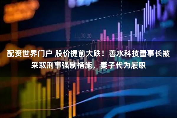 配资世界门户 股价提前大跌！善水科技董事长被采取刑事强制措施，妻子代为履职